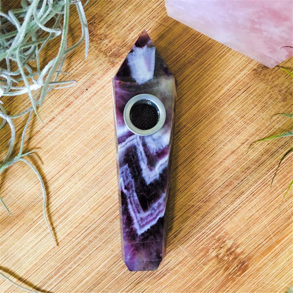 Amethyst Crystal pipe, Gemstone pipe, purple stone bowl, crystal smoking