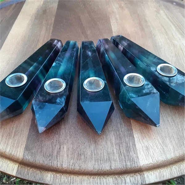 Fluorite Crystal Pipe, Gemstone Pipe, Smoking Pipe, Natural Stone Pipes, Tobacco Pipes, Smoking Gadgets